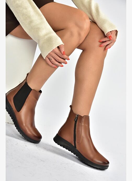 V324501103 Taba Hakiki Deri Kadın Bot - Görsel 5