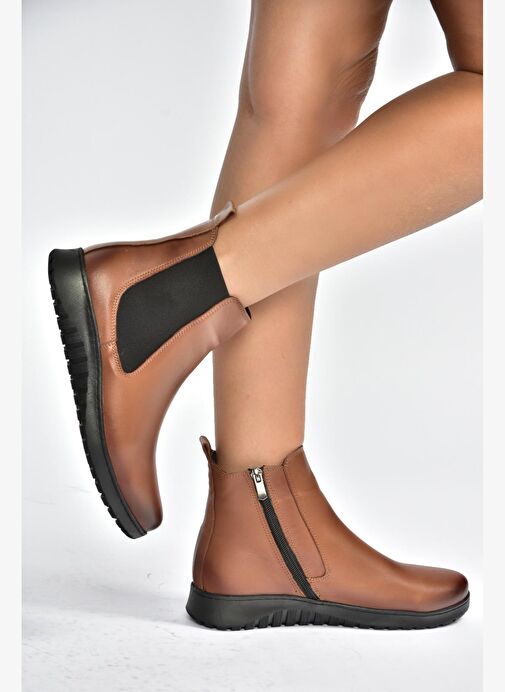 V324501103 Taba Hakiki Deri Kadın Bot - Görsel 4