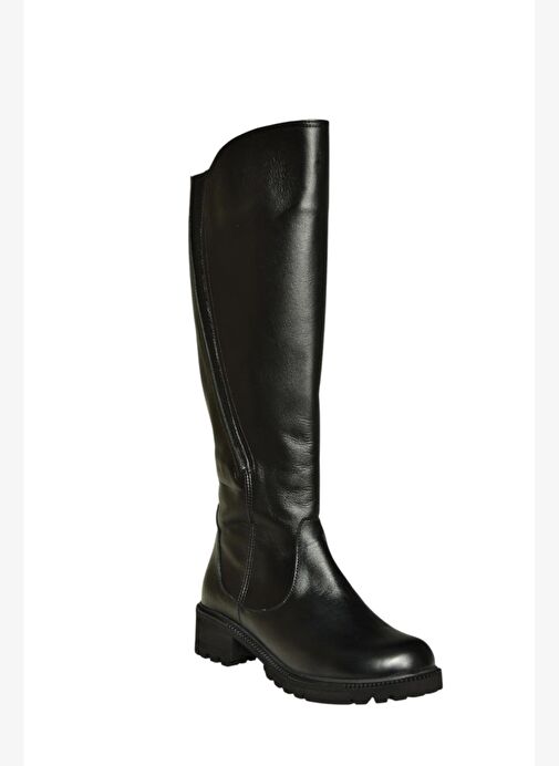 V654082203 Siyah Hakiki Deri Kadın Çizme - Görsel 7