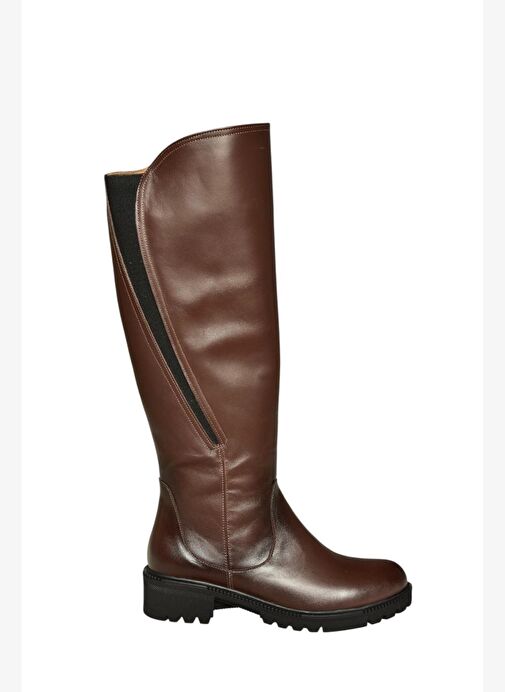 V654082203 Kahverengi Hakiki Deri Kadın Çizme - Görsel 9