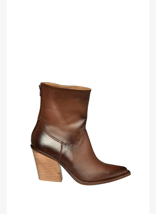 V654080303 Kahverengi Hakiki Deri Western Kovboy Kadın Bot - Görsel 8