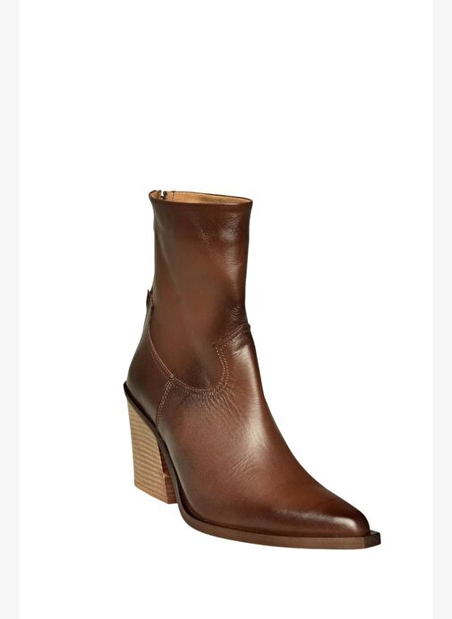 V654080303 Kahverengi Hakiki Deri Western Kovboy Kadın Bot - Görsel 7