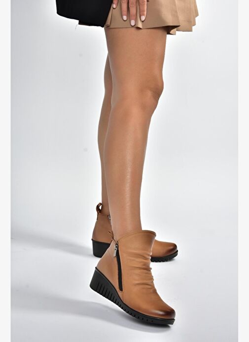 V324200303 Taba Hakiki Deri Dolgu Tabanlı Kadın Bot - Görsel 4