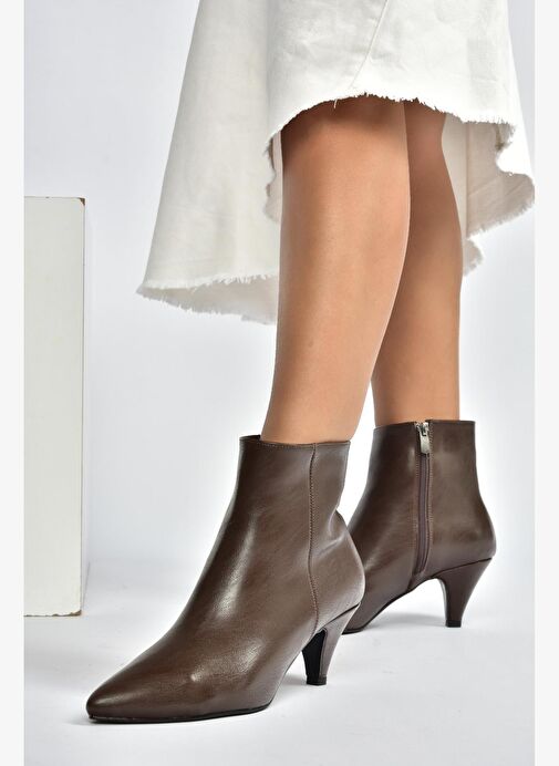 R404710009 Kahverengi Alçak Topuklu Kadın Bot - Görsel 4