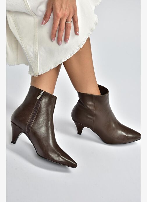 R404710009 Kahverengi Alçak Topuklu Kadın Bot - Görsel 2