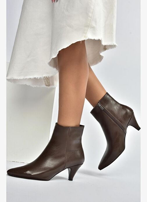 R404710009 Kahverengi Alçak Topuklu Kadın Bot - Görsel 5