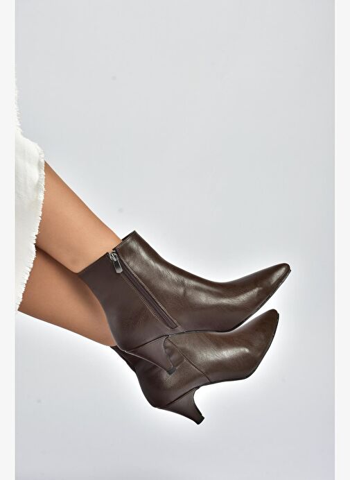 R404710009 Kahverengi Alçak Topuklu Kadın Bot - Görsel 3