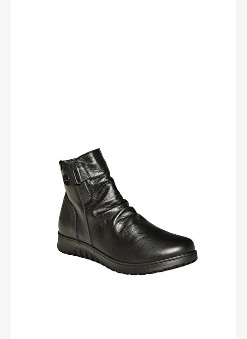 V324501703 Siyah Hakiki Deri Kadın Bot - Görsel 6