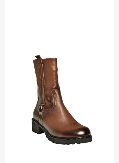 V654070603 Kahverengi Hakiki Deri Kadın Bot - Görsel 6