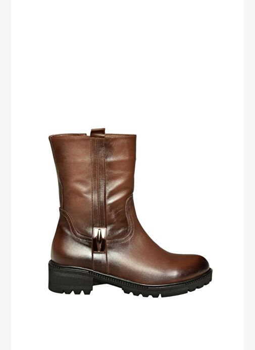 V654070603 Kahverengi Hakiki Deri Kadın Bot - Görsel 7