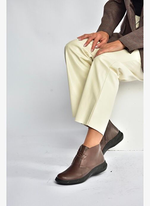 V398553603 Kahverengi Hakiki Deri Kadın Bot - Görsel 2