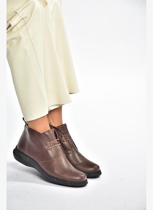 V398553603 Kahverengi Hakiki Deri Kadın Bot - Görsel 3