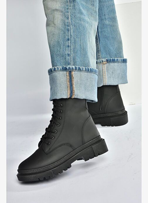 V973192401 Siyah Nubuk Kalın Tabanlı Postal Bot - Görsel 4