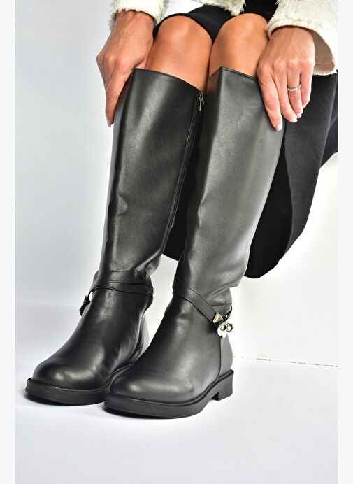 V726717109 Siyah Klasik Kadın Çizme - Görsel 5