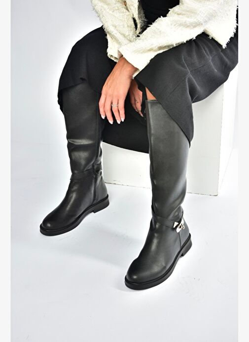 V726717109 Siyah Klasik Kadın Çizme - Görsel 4