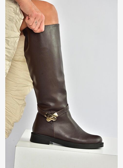 V726717109 Kahverengi Klasik Kadın Çizme - Görsel 2