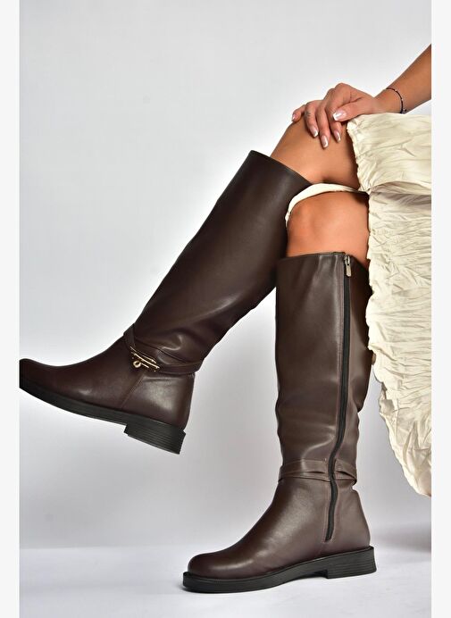 V726717109 Kahverengi Klasik Kadın Çizme - Görsel 4