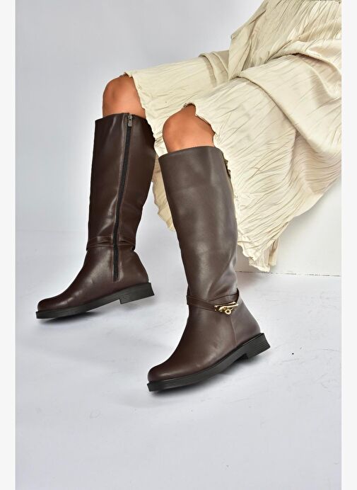 V726717109 Kahverengi Klasik Kadın Çizme - Görsel 5