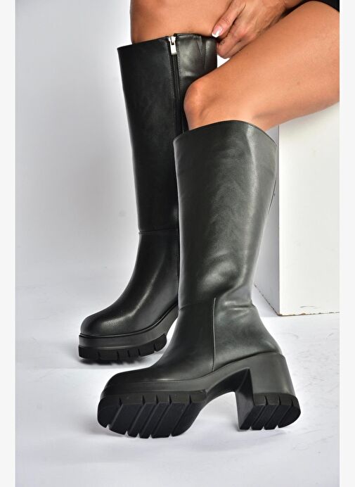 V965067009 Siyah Kalın Topuklu Kadın Çizme - Görsel 5