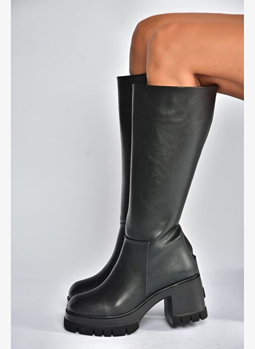 V965067009 Siyah Kalın Topuklu Kadın Çizme - Görsel 2