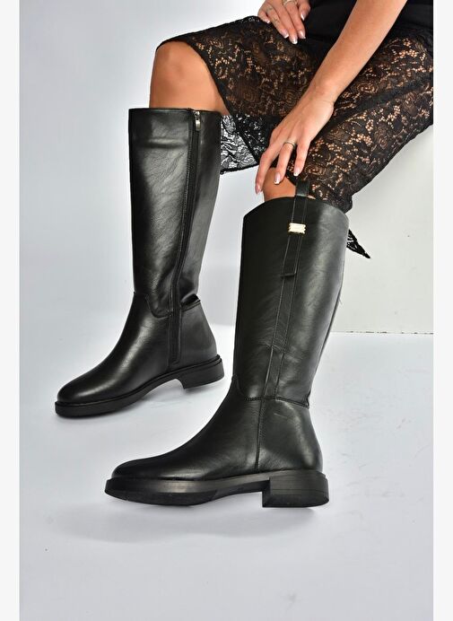 V973000809 Siyah Klasik Kadın Çizme - Görsel 2
