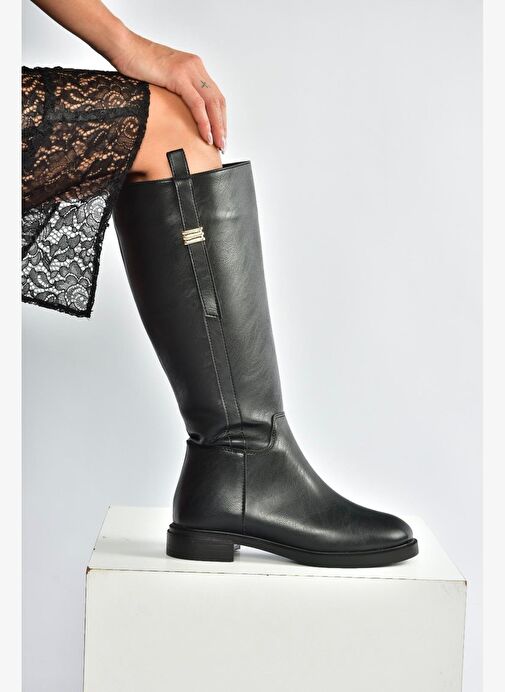 V973000809 Siyah Klasik Kadın Çizme - Görsel 4