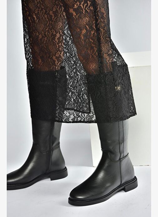 V973000809 Siyah Klasik Kadın Çizme - Görsel 5