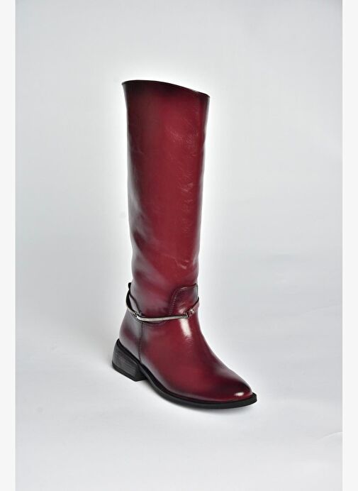 V312361060 Bordo Rustik Klasik Kadın Çizme - Görsel 6