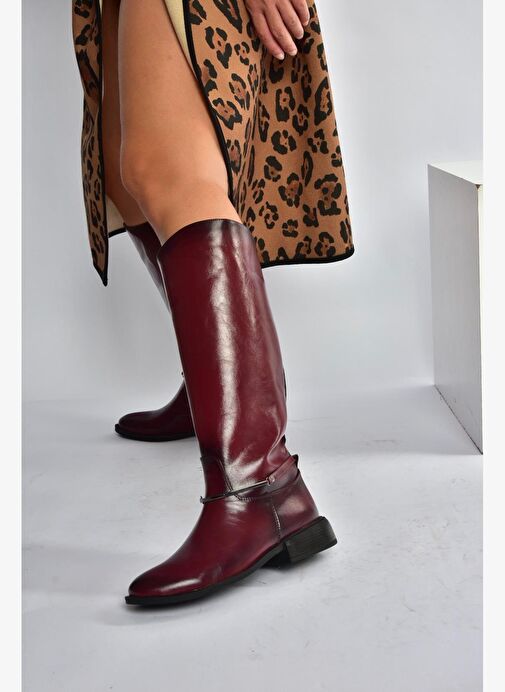 V312361060 Bordo Rustik Klasik Kadın Çizme - Görsel 2