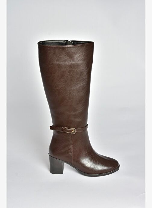 V973600509 Kahverengi Kalın Topuklu Kadın Çizme - Görsel 7