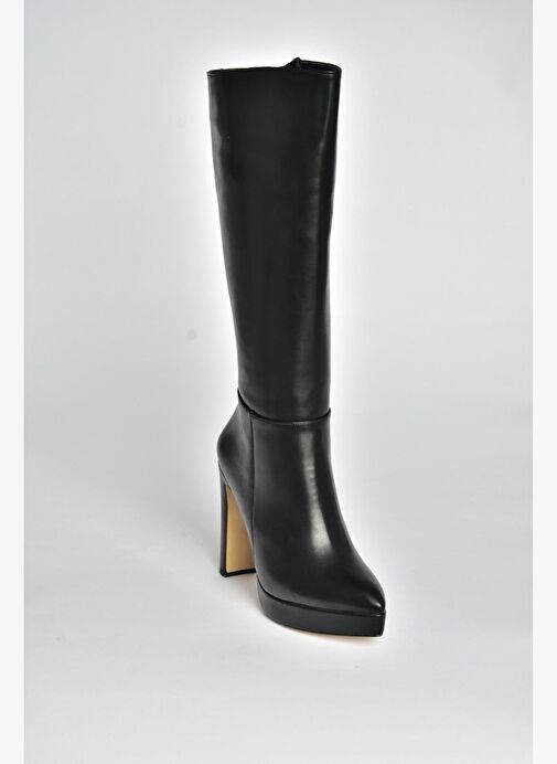 V820660609 Siyah Kalın Platform Topuklu Kadın Çizme - Görsel 6