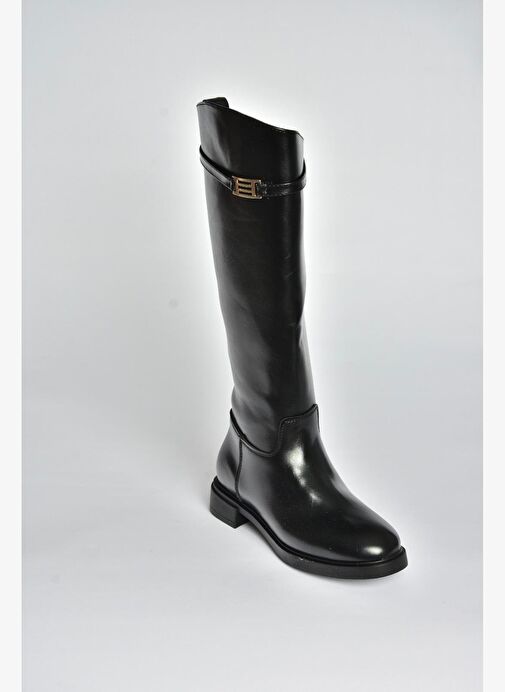 V973720909 Siyah Klasik Alçak Tabanlı Kadın Çizme - Görsel 6