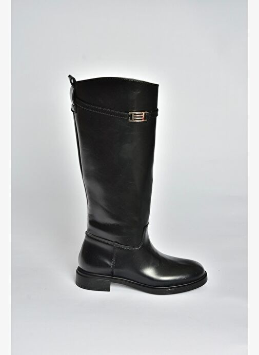 V973720909 Siyah Klasik Alçak Tabanlı Kadın Çizme - Görsel 7