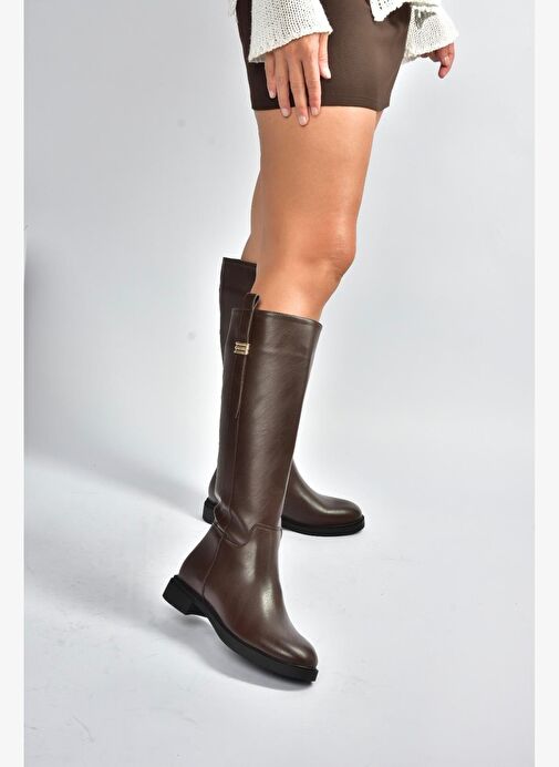 V973000809 Kahverengi Klasik Kadın Çizme - Görsel 5