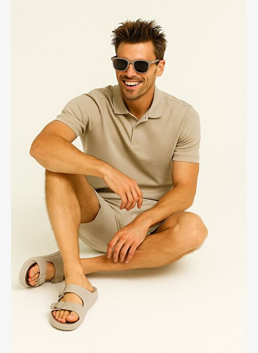 Jack & Jones Arizona Eva Bej Erkek Günlük Plaj Ayarlanabilir Çift Tokalı Terlik - 12204004 - Görsel 3