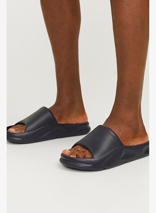 Jack & Jones Erkek Siyah Logolu Rahat Tabanlı Şık Görünüşlü Günlük Plaj Terlik 1225128 - Görsel 2