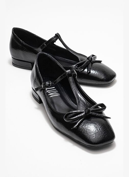 LORENA Siyah Fiyonklu Kadın Babet Ayakkabı - Görsel 2