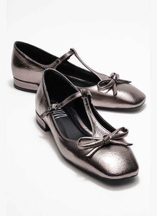 LORENA Platin Fiyonklu Kadın Babet Ayakkabı - Görsel 2