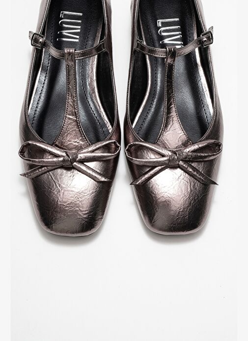 LORENA Platin Fiyonklu Kadın Babet Ayakkabı - Görsel 3