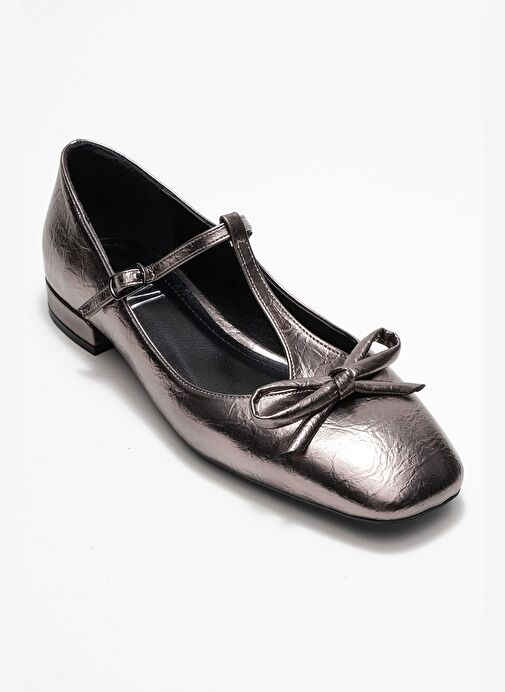 LORENA Platin Fiyonklu Kadın Babet Ayakkabı - Görsel 4