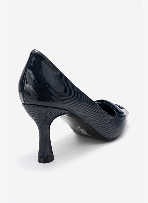 ASTRA Lacivert Çizgili Tokalı Kadın Topuklu Ayakkabı - Görsel 6