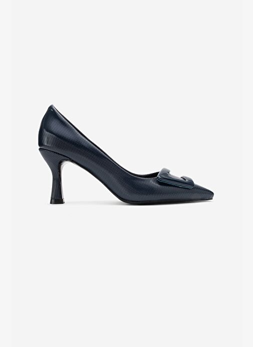 ASTRA Lacivert Çizgili Tokalı Kadın Topuklu Ayakkabı - Görsel 7