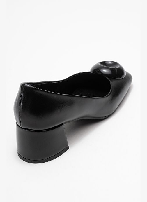 MILA Siyah Tokalı Kare Burunlu Kadın Kalın Topuklu Ayakkabı - Görsel 6