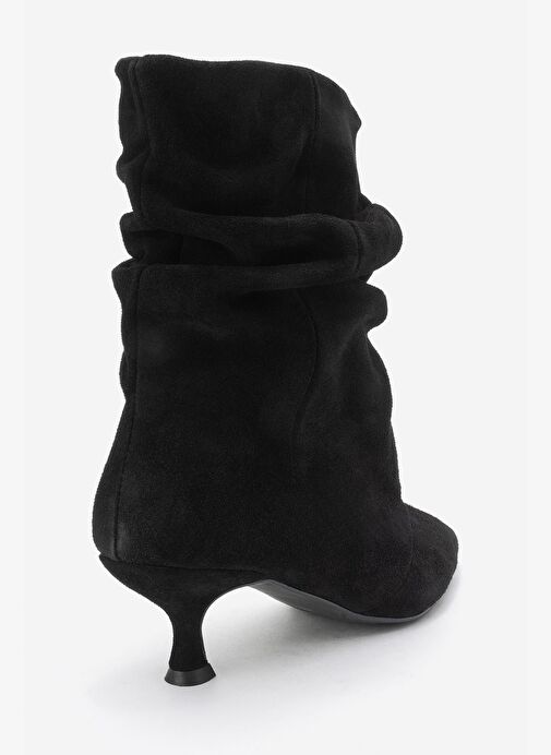 BALEI Siyah Süet Hakiki Deri Kadın Kısa Topuklu Bot - Görsel 6