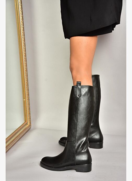 T590962009 Siyah Alçak Topuklu Kadın Çizme - Görsel 3