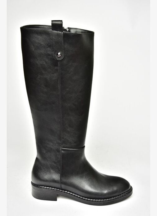 T590962009 Siyah Alçak Topuklu Kadın Çizme - Görsel 8