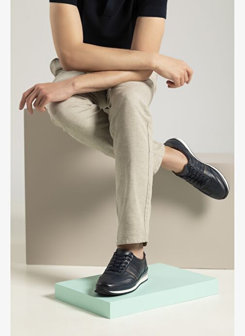 Ziya, Erkek Hakiki Deri Sneaker 1511002Z060 Lacivert - Görsel 2