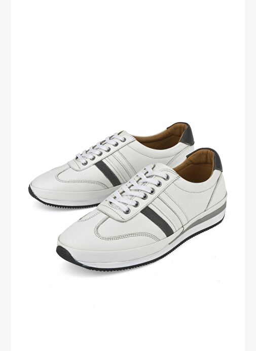 Ziya, Erkek Hakiki Deri Sneaker 1511002Z060 Beyaz - Görsel 6
