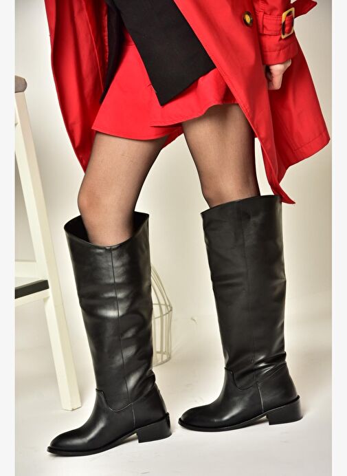 T723726009 Siyah Klasik Kadın Çizme - Görsel 3