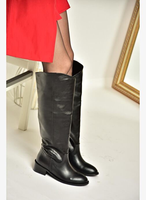 T723726009 Siyah Klasik Kadın Çizme - Görsel 4